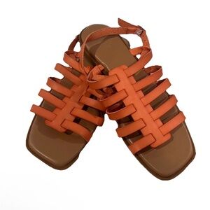 Nordstrom Rack Hugo Flat Sandal Slingback Women’s Vegan Leather Orange Size US 8